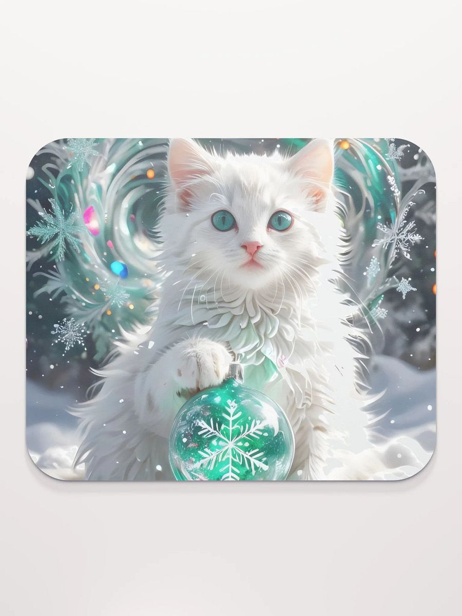 White Kitten with Snowflake Ornament Mouse Pad product image (3)