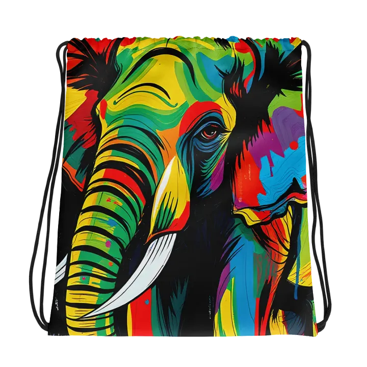 Vibrant Elephant All-Over Drawstring Bag product image (1)