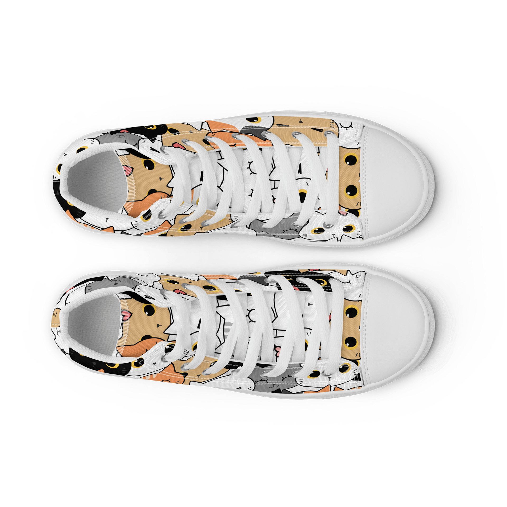 Whimsical Cat Faces High Top Canvas Shoes product image (9)
