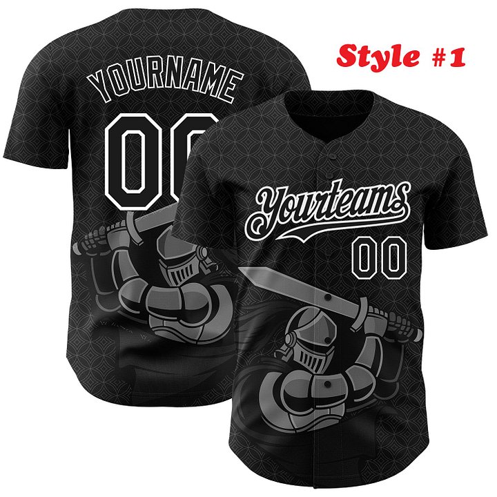 Authentic Baseball Jersey, Custom Baseball Jersey, Personalized Sport Jersey, Colorful, Number, Knight Hero Art product image (201)