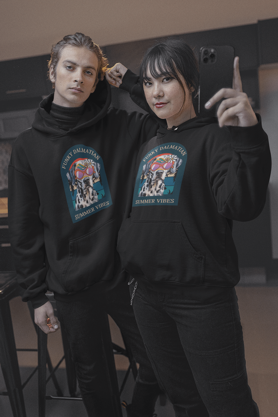 Funky Dalmatian Summer Vibes Premium Pullover Hoodie by Lane Seven product image (3)