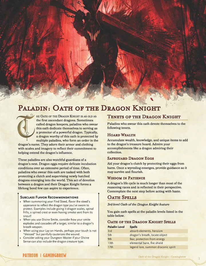 Oath of the Dragon Knight | 5E Paladin Subclass product image (2)