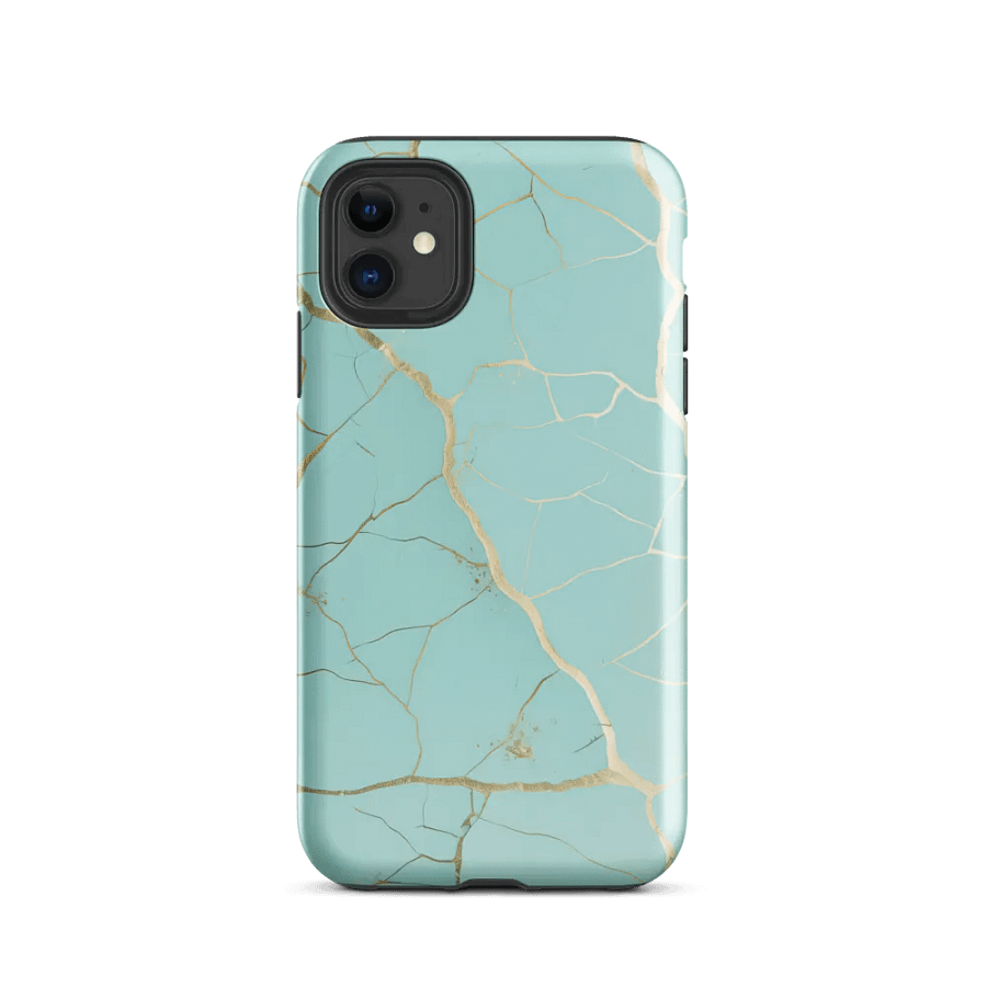 Turquoise & Gold Kintsugi Tough iPhone Case product image (47)