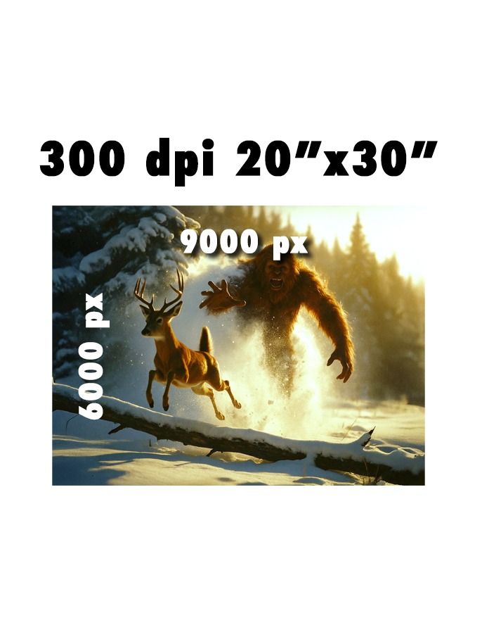 Red Devil Ambush – Bigfoot vs. Whitetail | Legendary Cryptid Encounter Art Print product image (3)