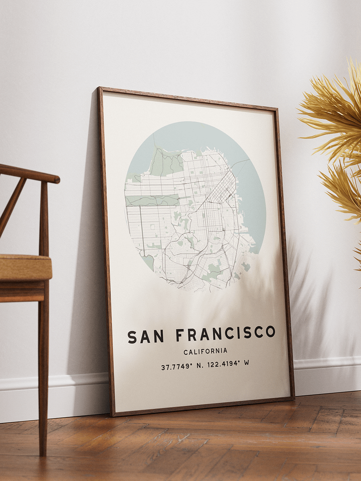 San Francisco Street Map Poster – Beige Minimalist Circular City Art product image (2)