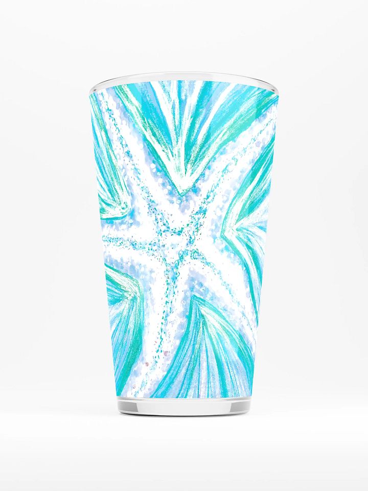 Bright Cyan Starfish | Shaker Pint Glass | by Monique Faella Designs™ | Sip in Splashy Style 💙🌊🍹 product image (1)
