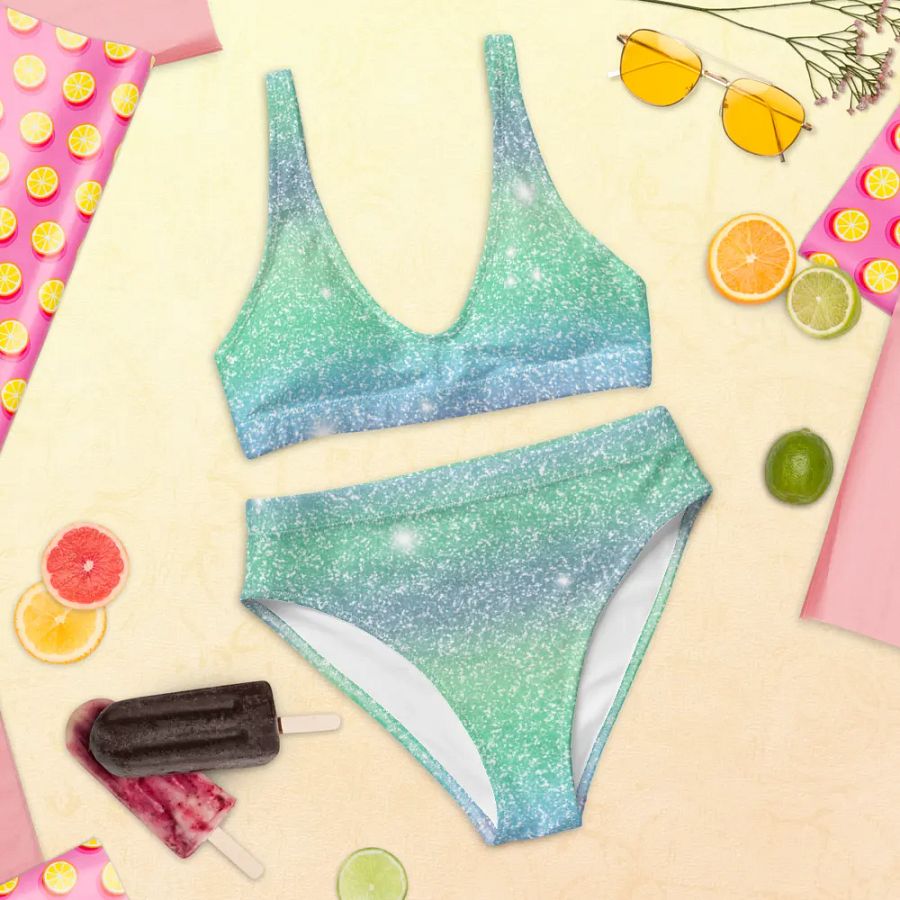 Glitter Unicorn Texture Design High Waisted Bikini (8) product image (12)