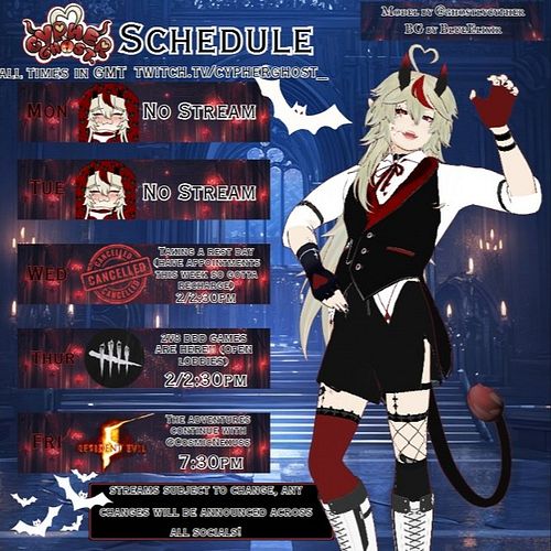 📢THIS WEEKS SCHEDULE IS HERE! ROAD TO 400!

❥Wed @ 2/2:30pm (GMT): NO STREAM (rest day because I have appointments this week)...