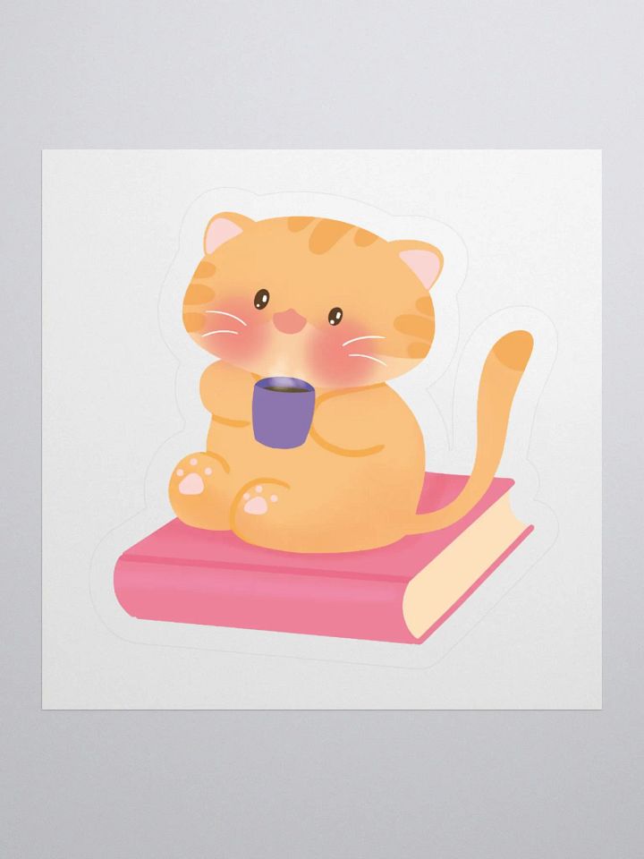 Books, Coffee & Cat Vinyl Sticker product image (2)