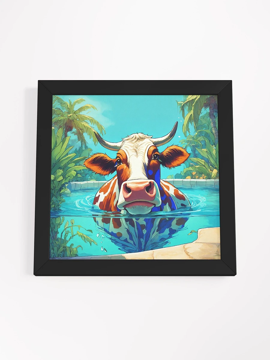 Chilling the in Pool Cow Framed Print product image (5)