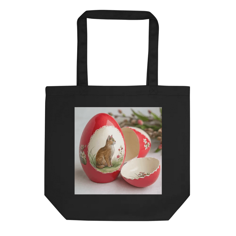 Whimsical Cat and Floral Egg Tote Bag product image (1)