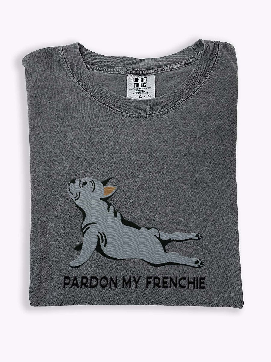 Pardon My Frenchie T-Shirt(Embroidered) of a French Bulldog(Blue) product image (1)