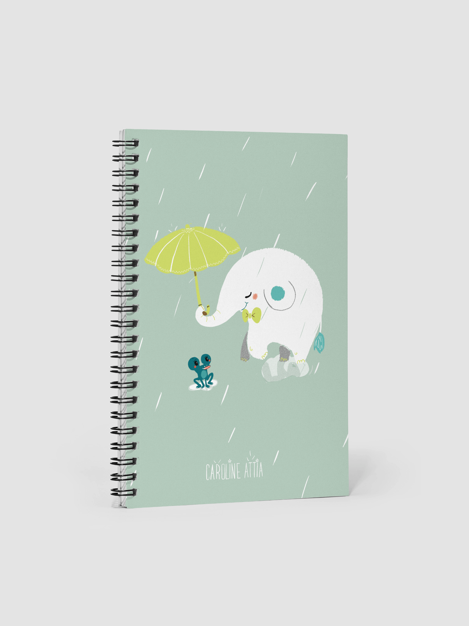 Rainy Elephant & Frog Notebook product image (1)