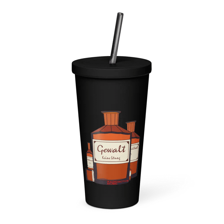 Gewalt ist keine Lösung Becher mit Isolierung und Strohhalm product image (1)