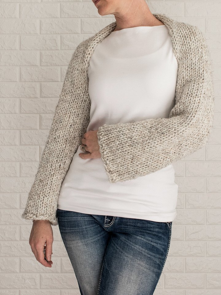 Shrug Sweater Crop Top Knitting Pattern - Thrive product image (1)