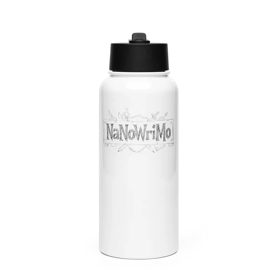 NanoWriMo Pencil-Drawn Evergreen Water Bottle - Stainless Steel product image (1)