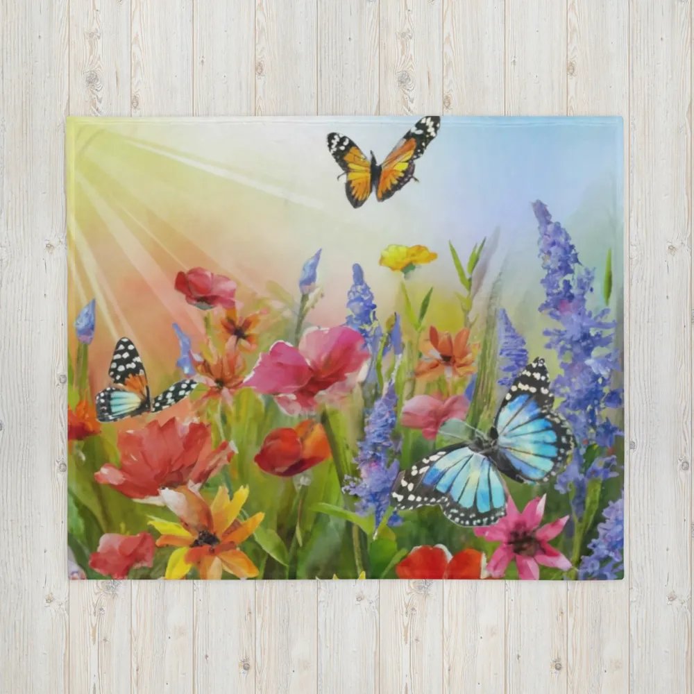 Discover the Beauty of Nature with Our Colorful Flowers & Butterflies Throw Blanket product image (6)