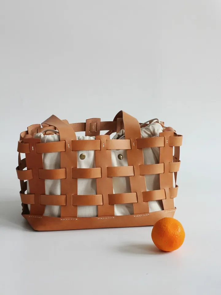 Vegetable Tanned Leather Caged Tote Bag - Large product image (1)