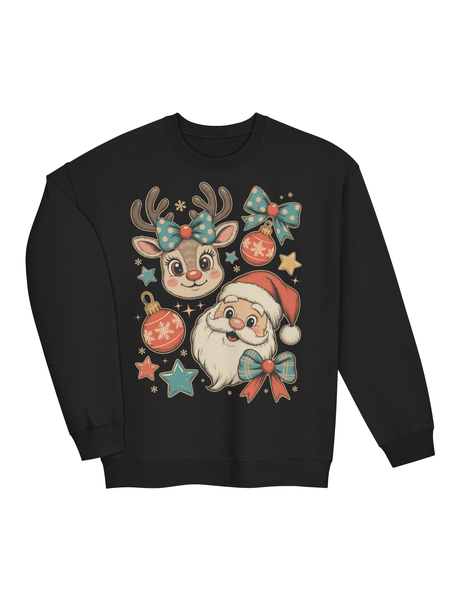 Cheerful Retro Santa & Reindeer Sweatshirt | Vintage Holiday Crewneck product image (2)