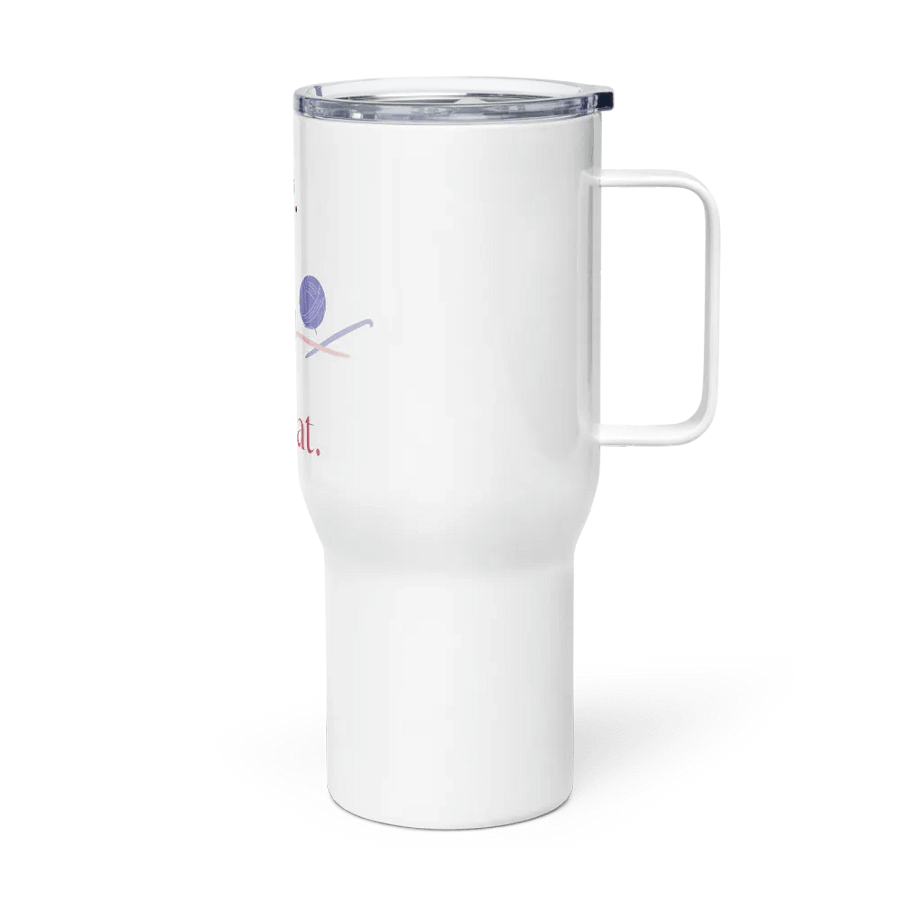 "Sip. Stitch. Repeat." Stainless Steel Travel Mug With Handle product image (3)
