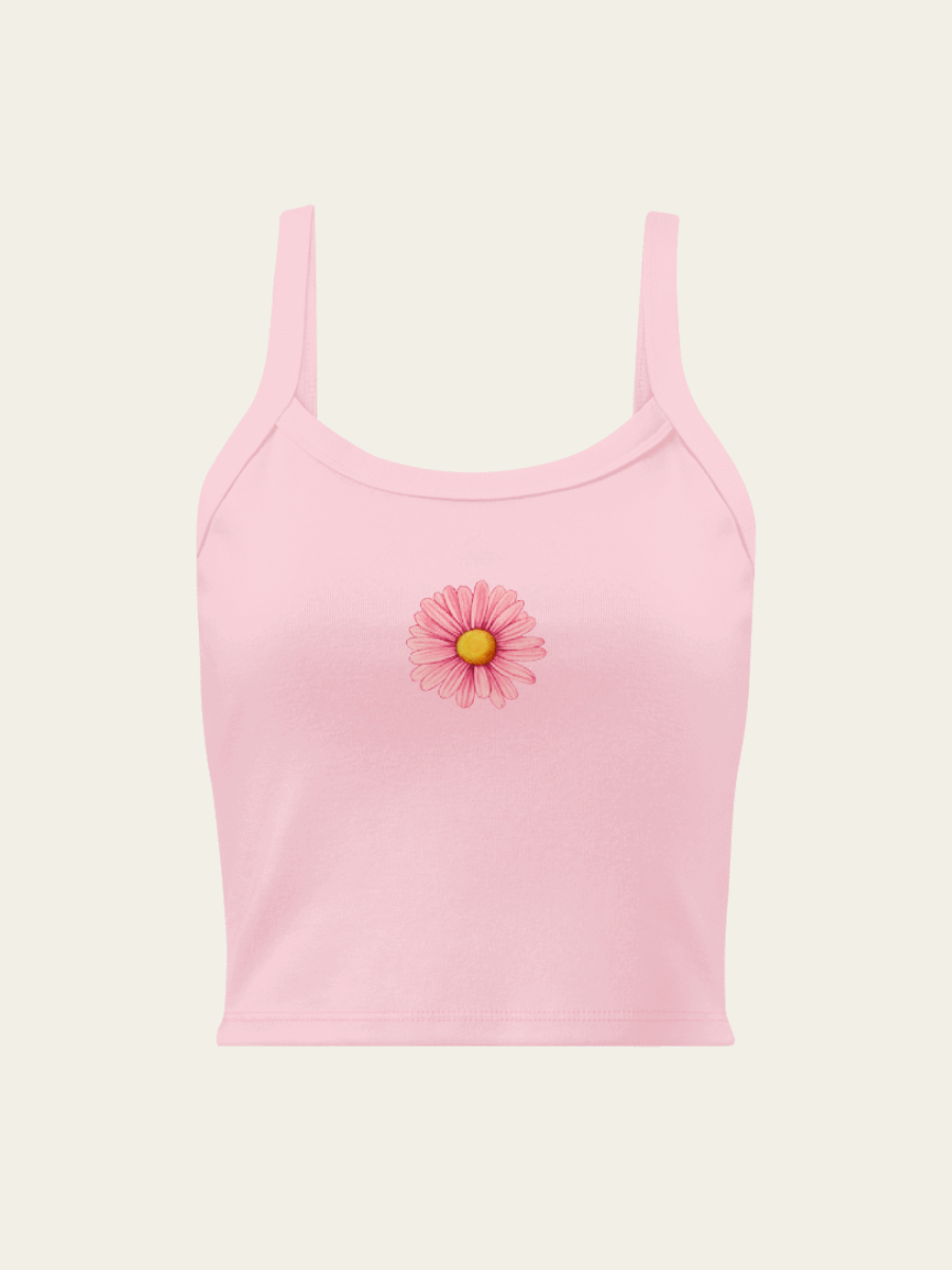 Ribbed Flower Tank Top - Soft Pink product image (3)