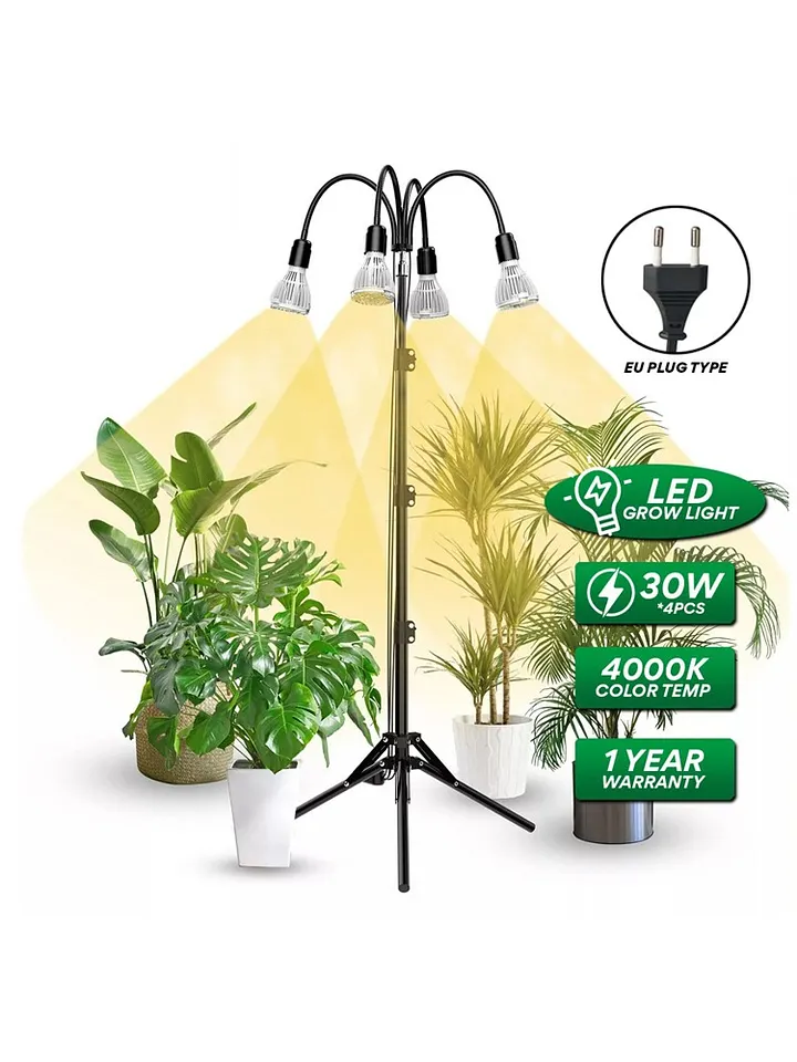 SANSI 120W LED Grow Light with 360° Adjustable Gooseneck & Tripod Stand (4 x 30W Full Spectrum Bulbs) product image (1)