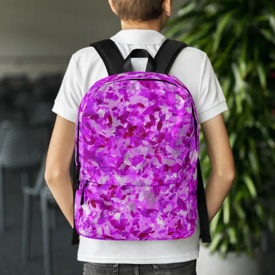 Pink leaves All over print Backpack product image (8)