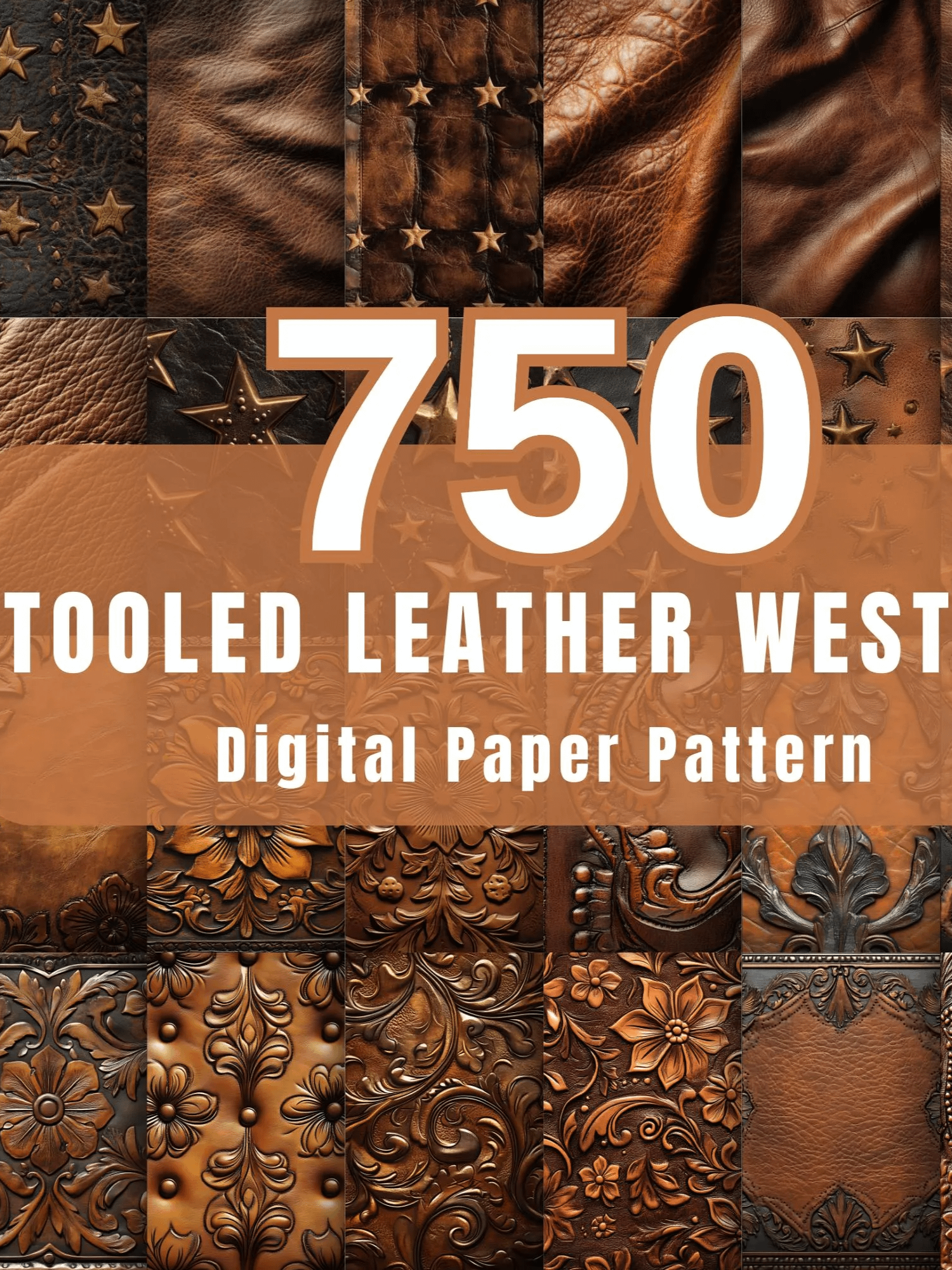 Tooled Leather Digital Paper Western Leather Textures product image (1)