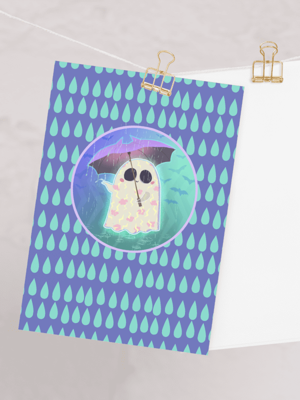 Pastel Little Ghost in the Rain - Greeting Card product image (5)