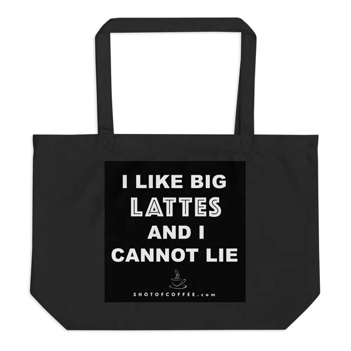 I LIKE BIG LATTES – BLACK TOTE BAG product image (1)