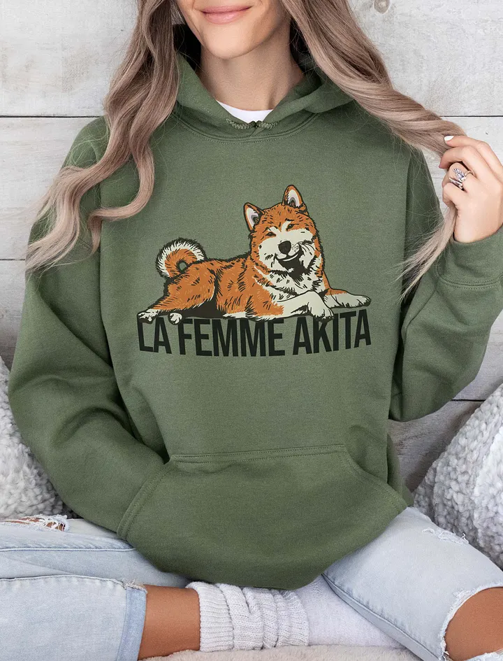 La Femme Akita Hooded Sweatshirt of an Akita Inu (Red) | Funny Hoodie for Akita Paw-rents product image (13)