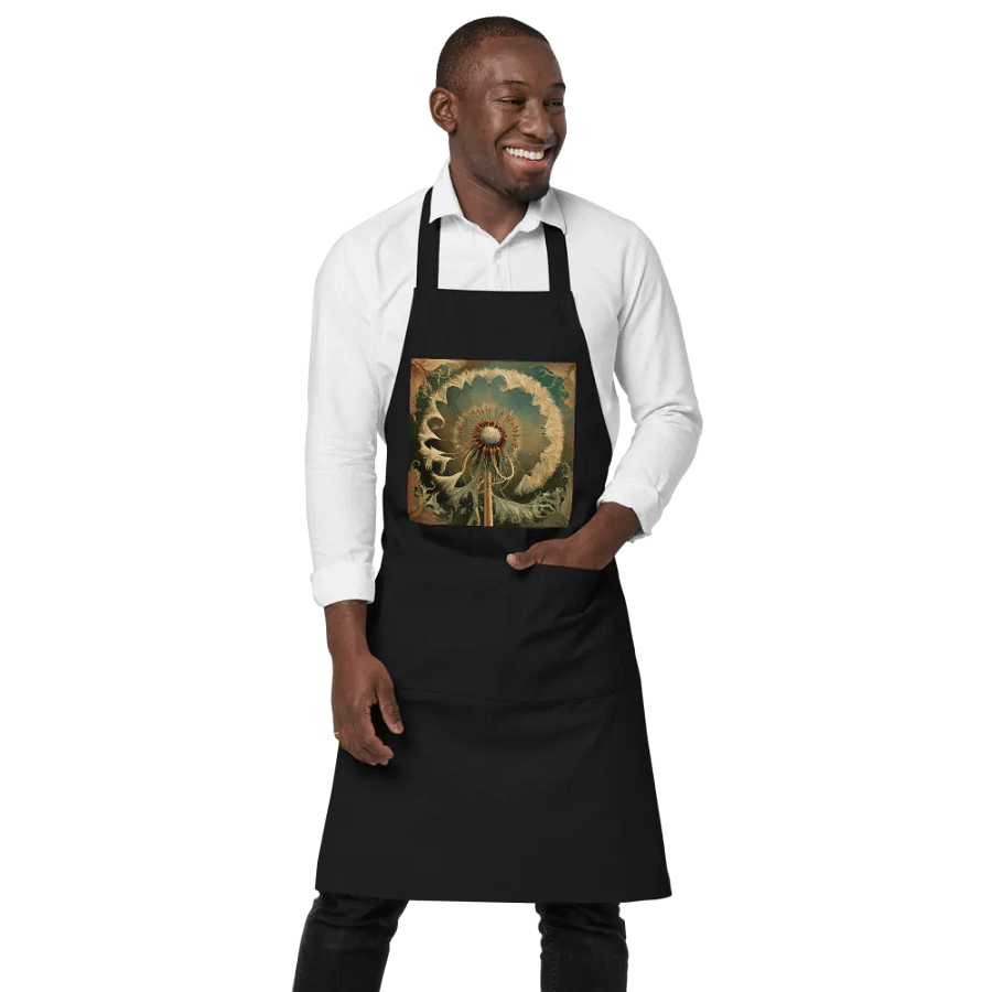 Art Nouveau Dandelion Flower Seed Head In Gold Organic Cotton Apron product image (1)