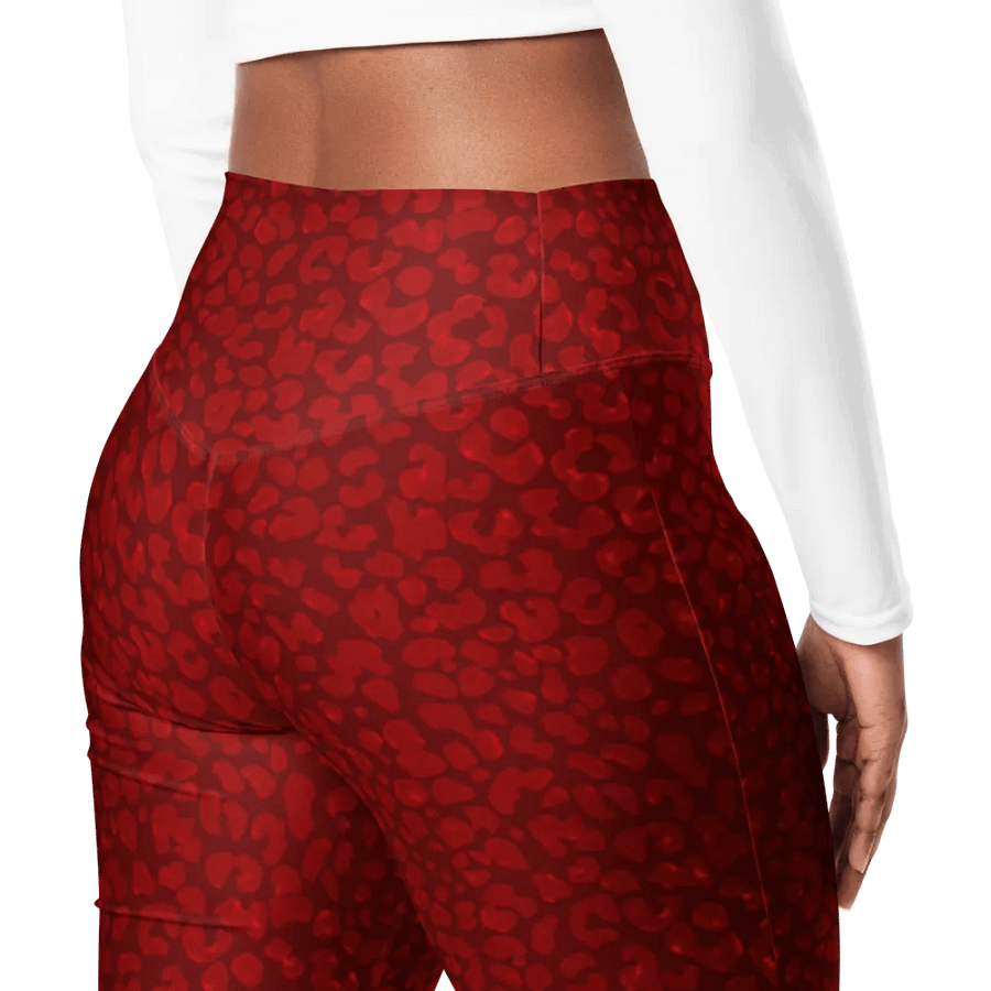 Burgundy Leopard Print Flare Leggings product image (4)