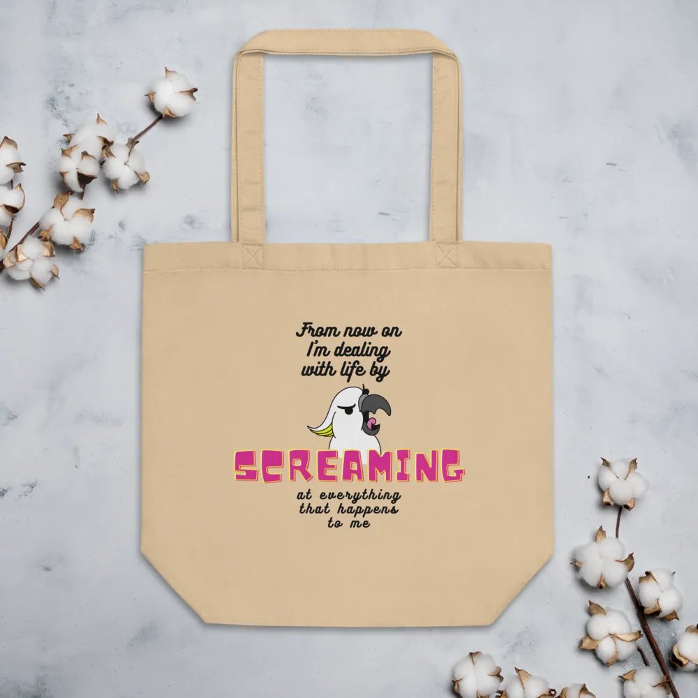 Screaming Cockatoo With Text Totebag / Oyster product image (5)