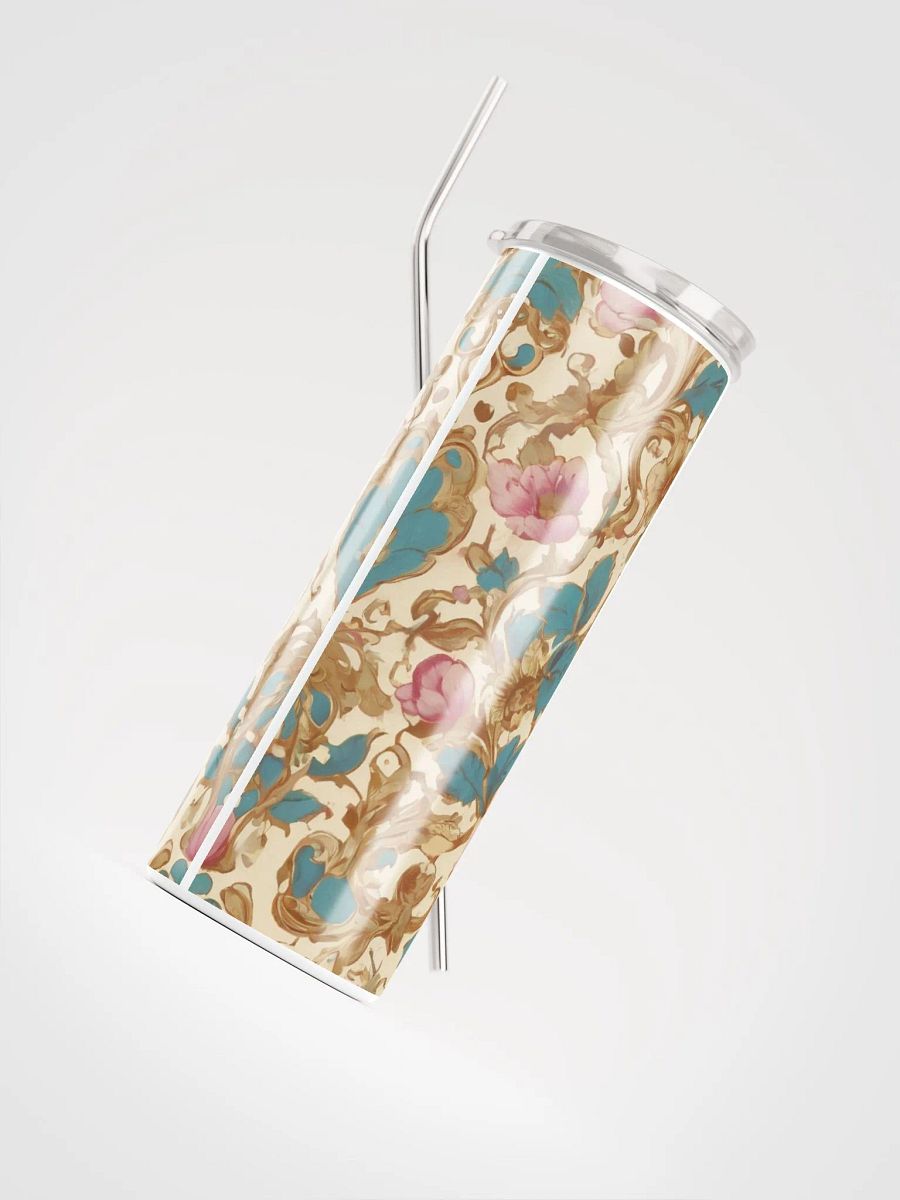 Elegant Vintage Golden Pink Flower Coquette Tumbler: Eco-Friendly Stainless Steel with Straw product image (4)
