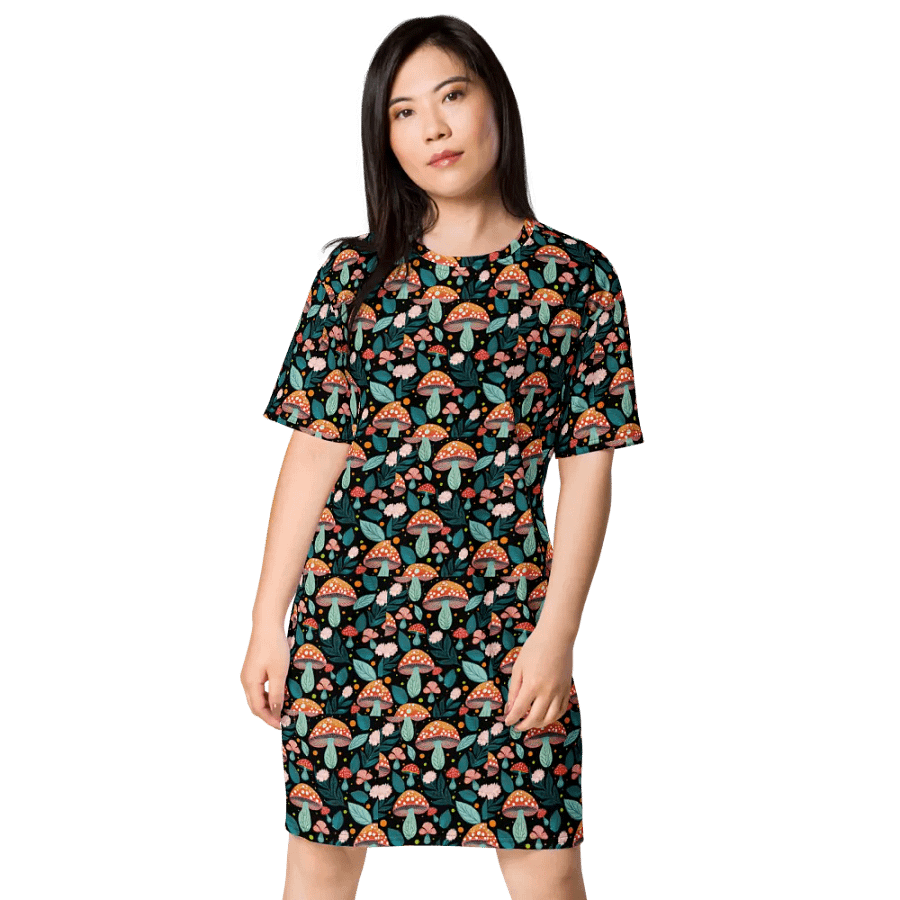 Mushroom Art Print Woman's Oversized T-shirt | Fungi Cuteness product image (2)