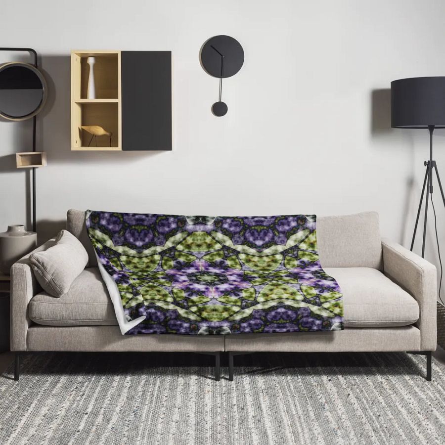 Bohemian 6 Pointed Madala Green and Purple/ Throw Blanket by Allcolor product image (3)
