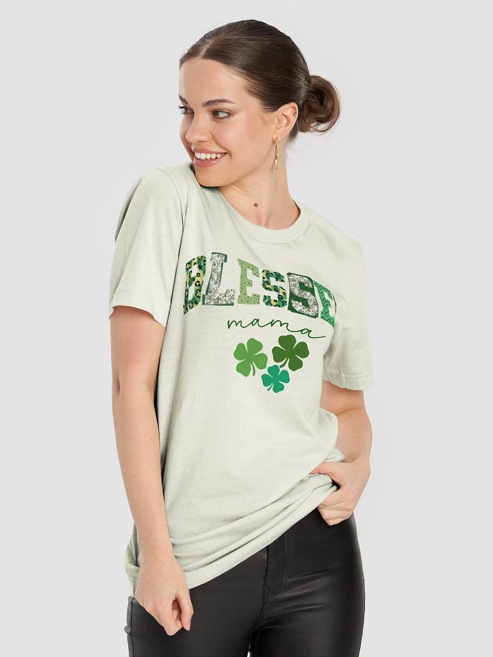 St Patricks Day Blessed Mama Shirt - Clover t-shirt for Mother of three product image (5)