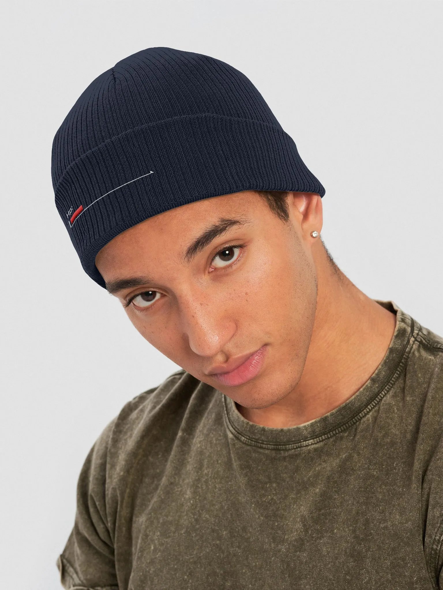 White Healthbar Embroidered on Organic Beanie / Dark Colors product image (4)