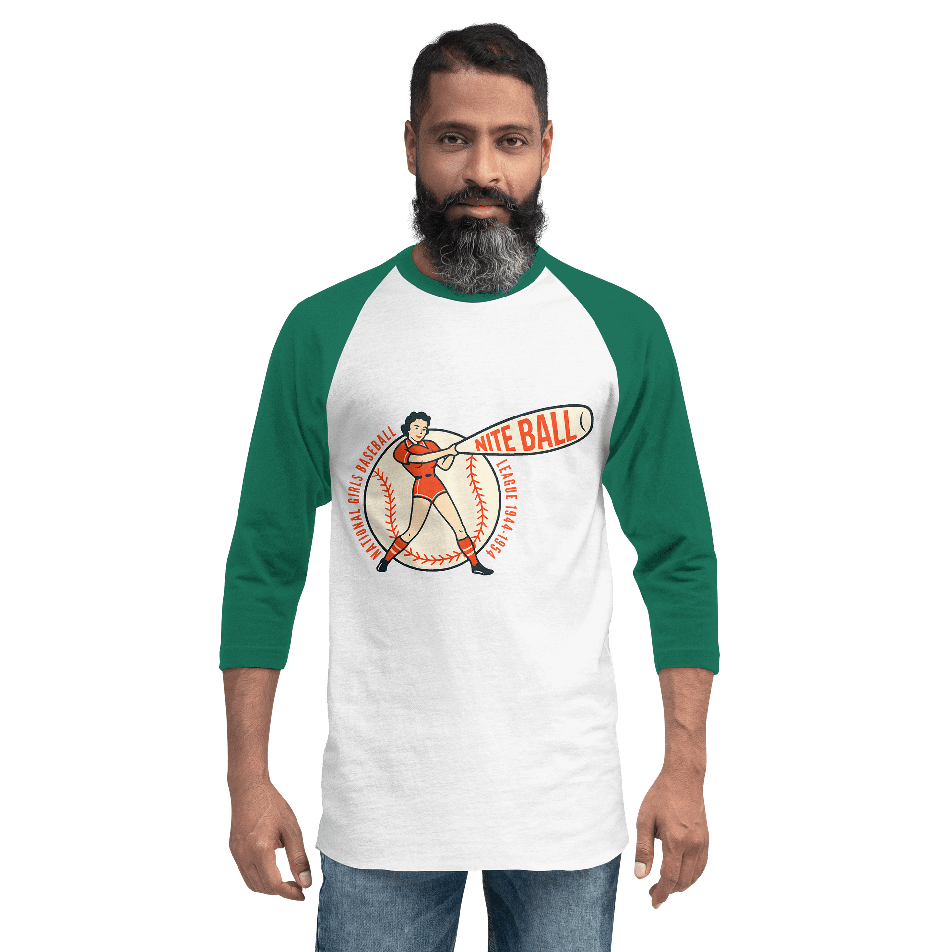 NGBL Legacy Collection Tultex Fine Jersey Raglan Tee White/Kelly product image (2)