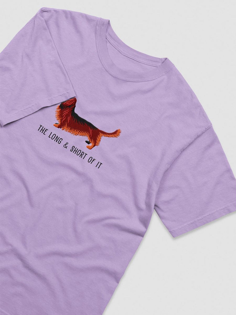 The Long & Short of It T-Shirt(Embroidered) of a Longhaired Dachshund(Red) product image (35)