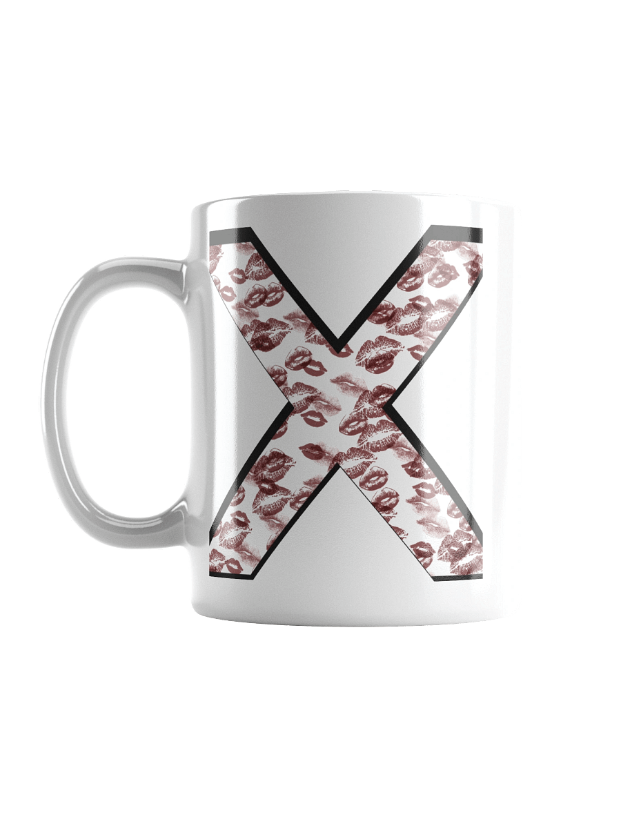 White X Burgundy Lipstick Kisses | Glossy White Mug product image (3)