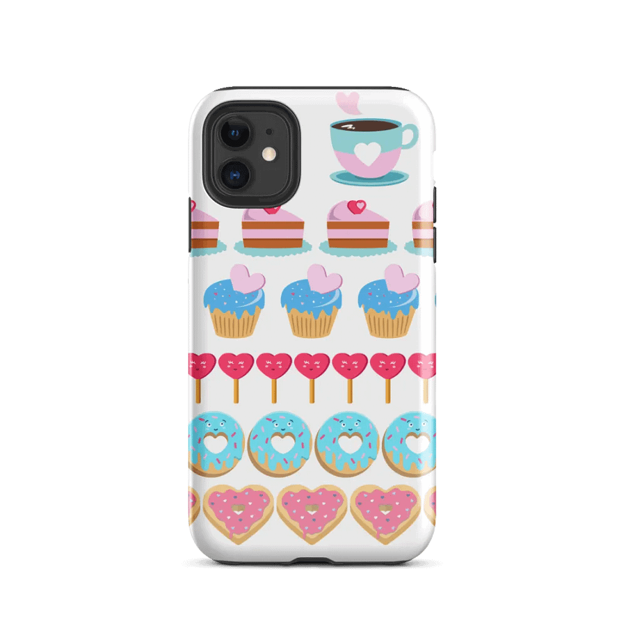 Cute Sweet Treats iPhone Tough Case – Heart Muffin, Donut, Lolly, Cake & Coffee – Perfect Valentine’s Gift product image (2)