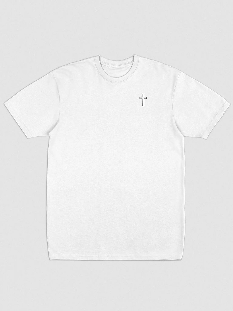 Simple Cross Embroidered White Heavyweight T-shirt product image (1)