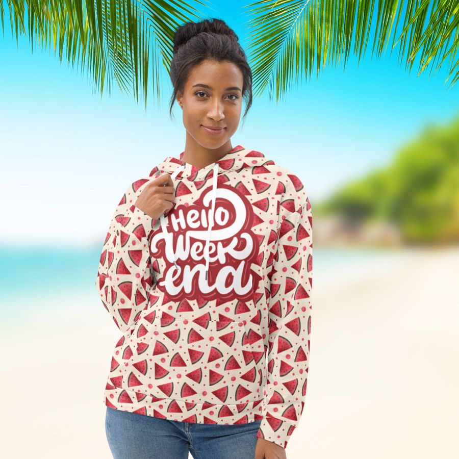 Hello Weekend Watermelon All Over Print Hoodie product image (3)