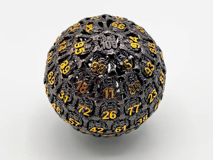 Hollow Metal d100 Dice with Spider Logo - DnD product image (1)