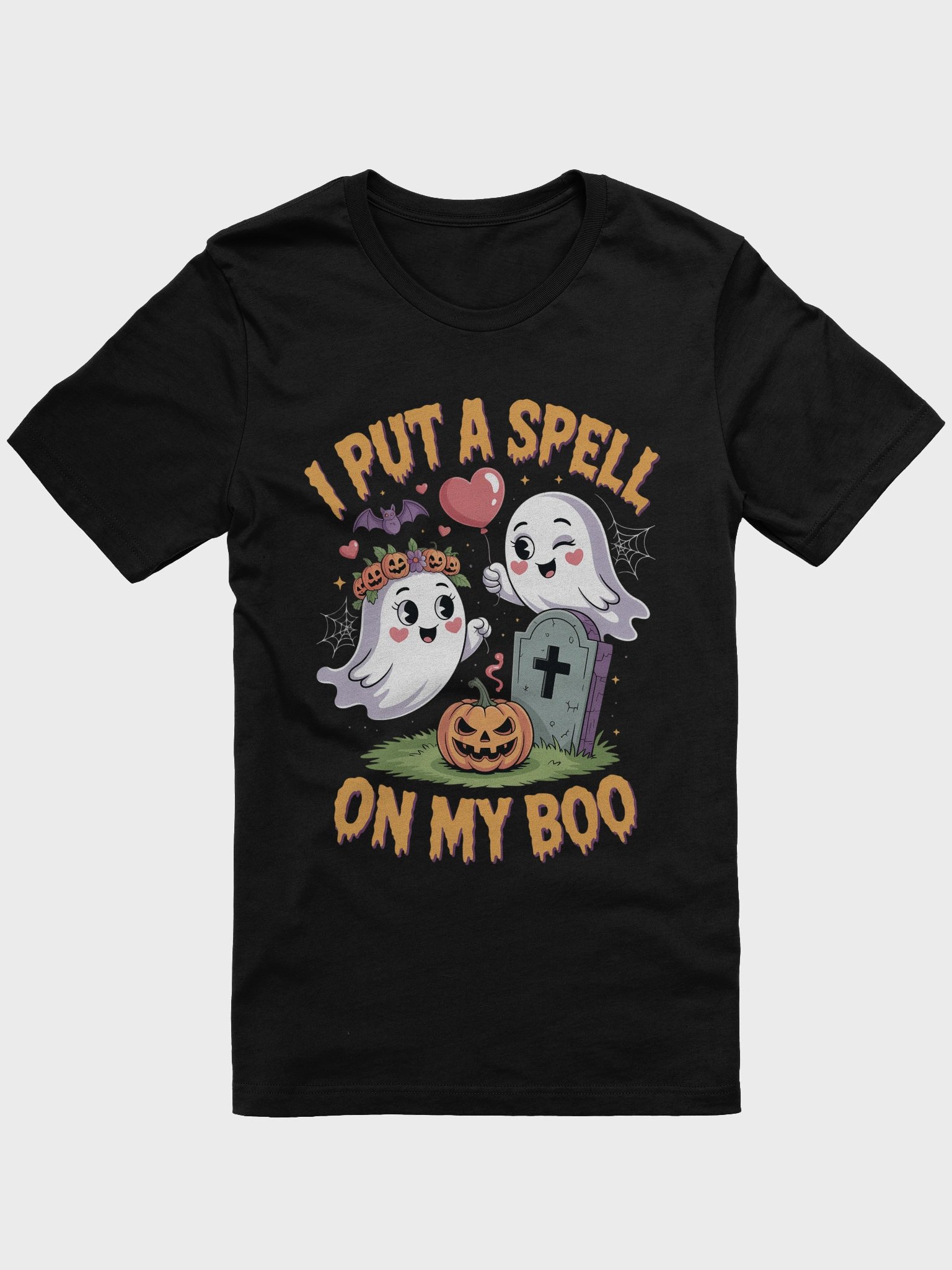 I Put A Spell On My Boo Funny Halloween Couple's T-Shirt | Spooky Cute Ghost & Pumpkin Tee product image (1)