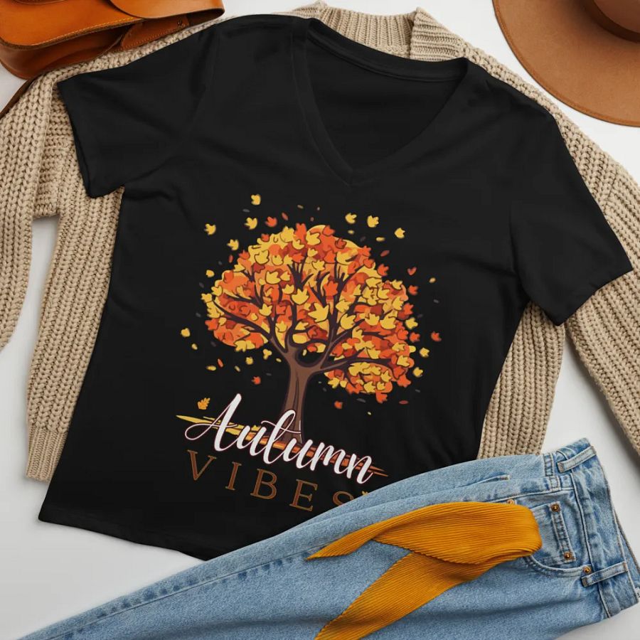 Autumn Vibes Tree V-Neck Tee product image (9)