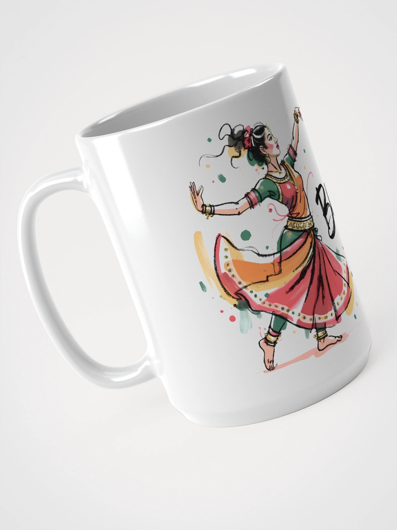 Elegant Bharatanatyam Dance | Traditional Indian Art Glossy Mug product image (3)