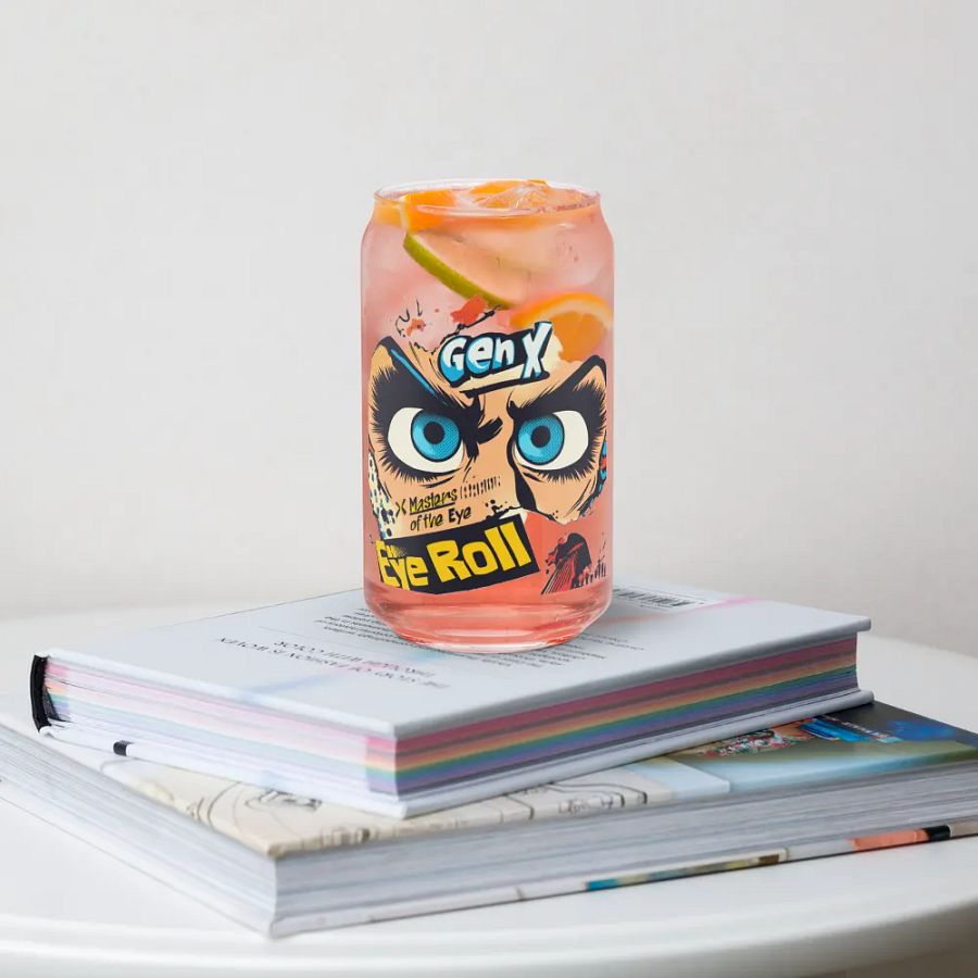 "Gen X Eye Roll Glass – Funny Drinking Glass with Retro Attitude!" product image (5)